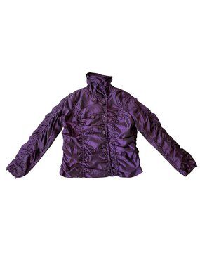 Katherine Barclay Womens Ruched iridescent Purple Satin Jacket Large